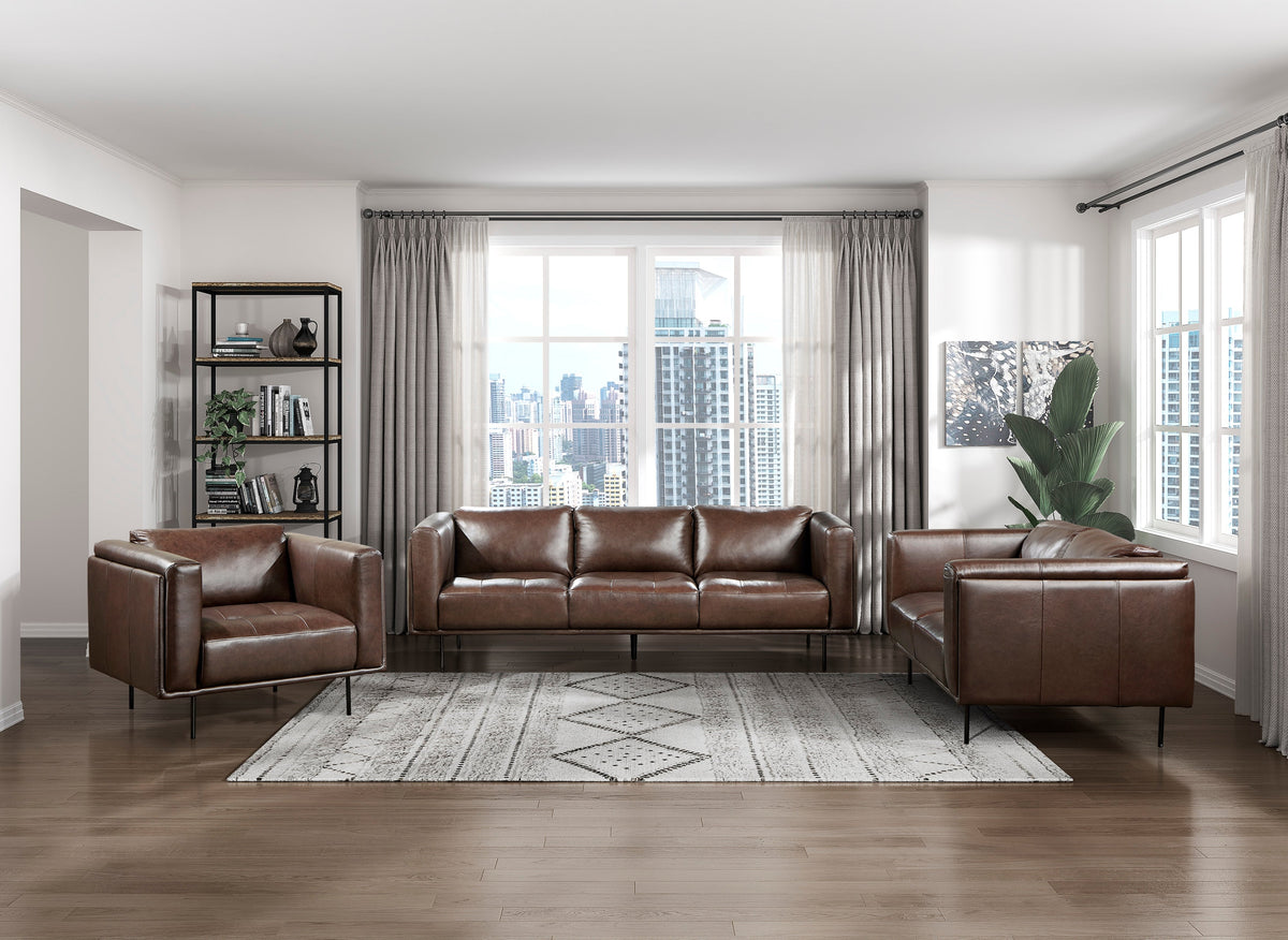 Soren Brown Loveseat by Homelegance at Eve Furniture