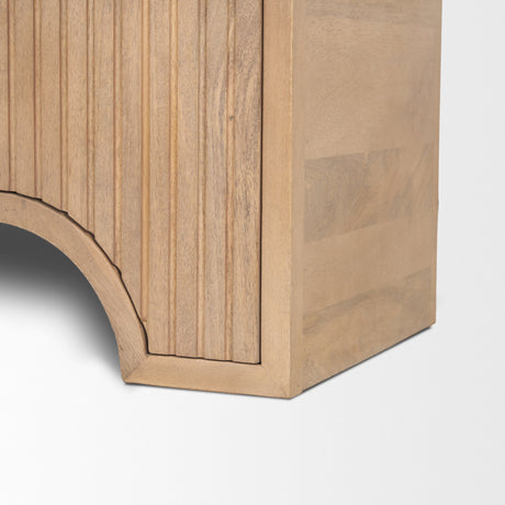 Sorina Reverse Fluted Light Brown Wood Accent Cabinet by Mercana at Eve Furniture