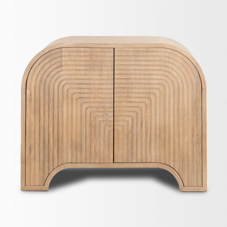 Sorina Reverse Fluted Light Brown Wood Accent Cabinet by Mercana at Eve Furniture