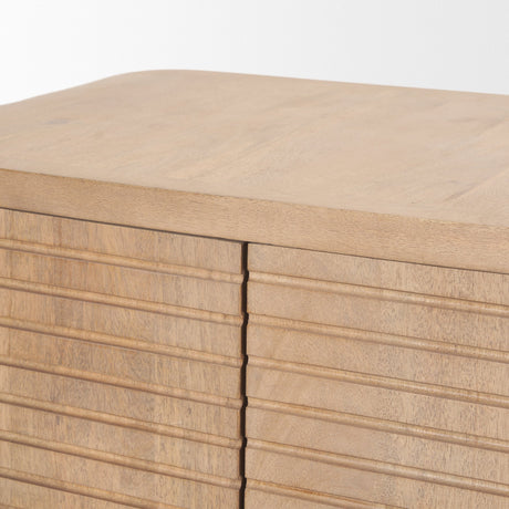 Sorina Reverse Fluted Light Brown Wood Accent Cabinet by Mercana at Eve Furniture