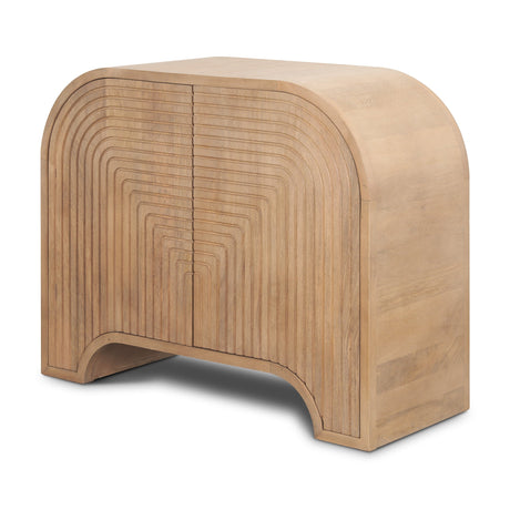 Sorina Reverse Fluted Light Brown Wood Accent Cabinet by Mercana at Eve Furniture