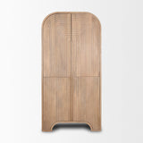 Sorina Reverse Fluted Light Brown Wood Curio Cabinet by Mercana at Eve Furniture