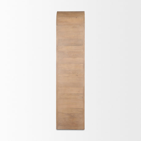 Sorina Reverse Fluted Light Brown Wood Curio Cabinet by Mercana at Eve Furniture