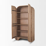 Sorina Reverse Fluted Light Brown Wood Curio Cabinet by Mercana at Eve Furniture
