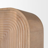 Sorina Reverse Fluted Light Brown Wood Curio Cabinet by Mercana at Eve Furniture