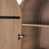 Sorina Reverse Fluted Light Brown Wood Curio Cabinet by Mercana at Eve Furniture