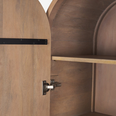 Sorina Reverse Fluted Light Brown Wood Curio Cabinet by Mercana at Eve Furniture
