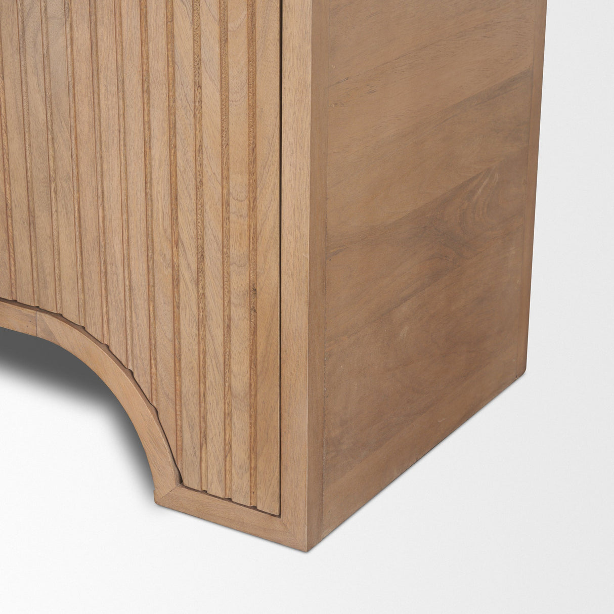 Sorina Reverse Fluted Light Brown Wood Curio Cabinet by Mercana at Eve Furniture