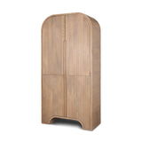 Sorina Reverse Fluted Light Brown Wood Curio Cabinet by Mercana at Eve Furniture