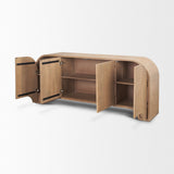 Sorina Reverse Fluted Light Brown Wood Sideboard by Mercana at Eve Furniture