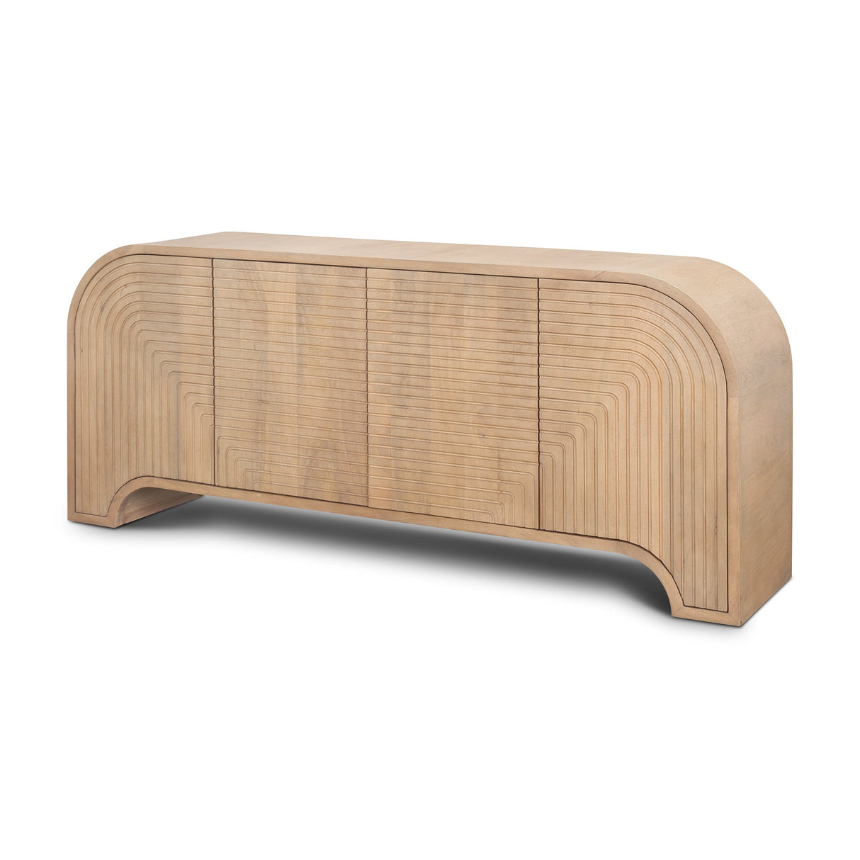 Sorina Reverse Fluted Light Brown Wood Sideboard by Mercana at Eve Furniture
