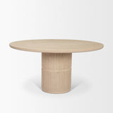 Sorrano 59" Botticino Marble Round w/ Fluted Base Dining Table by Mercana at Eve Furniture
