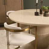 Sorrano 59" Botticino Marble Round w/ Fluted Base Dining Table by Mercana at Eve Furniture