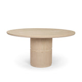 Sorrano 59" Botticino Marble Round w/ Fluted Base Dining Table by Mercana at Eve Furniture
