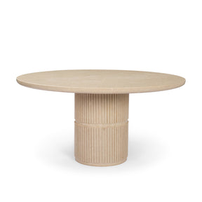 Sorrano 59" Botticino Marble Round w/ Fluted Base Dining Table by Mercana at Eve Furniture