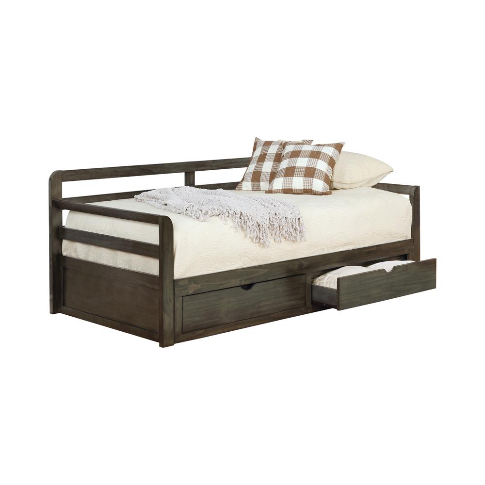 Sorrento Gray 2-Drawer Twin Daybed with Extension Trundle