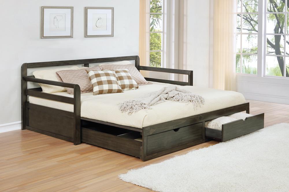 Sorrento Gray 2-Drawer Twin Daybed with Extension Trundle