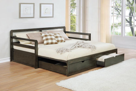 Sorrento Gray 2-Drawer Twin Daybed with Extension Trundle by Coaster at Eve Furniture