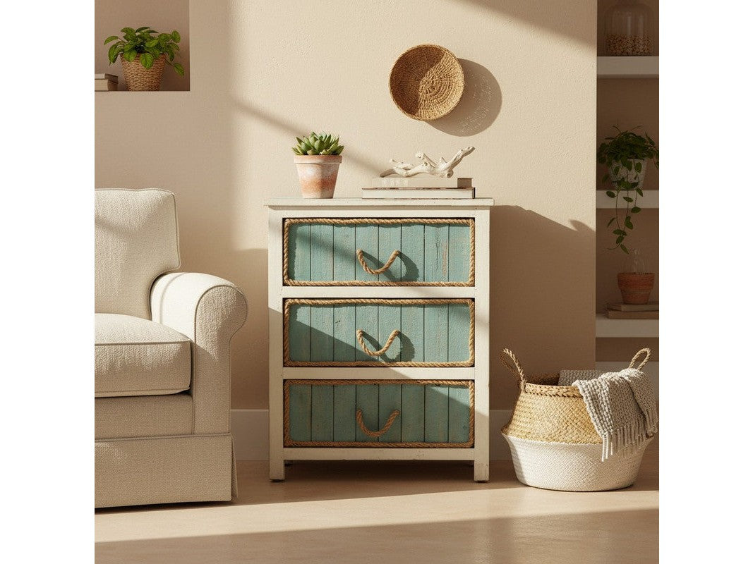South Shore White/Blue Chest by Crestview at Eve Furniture