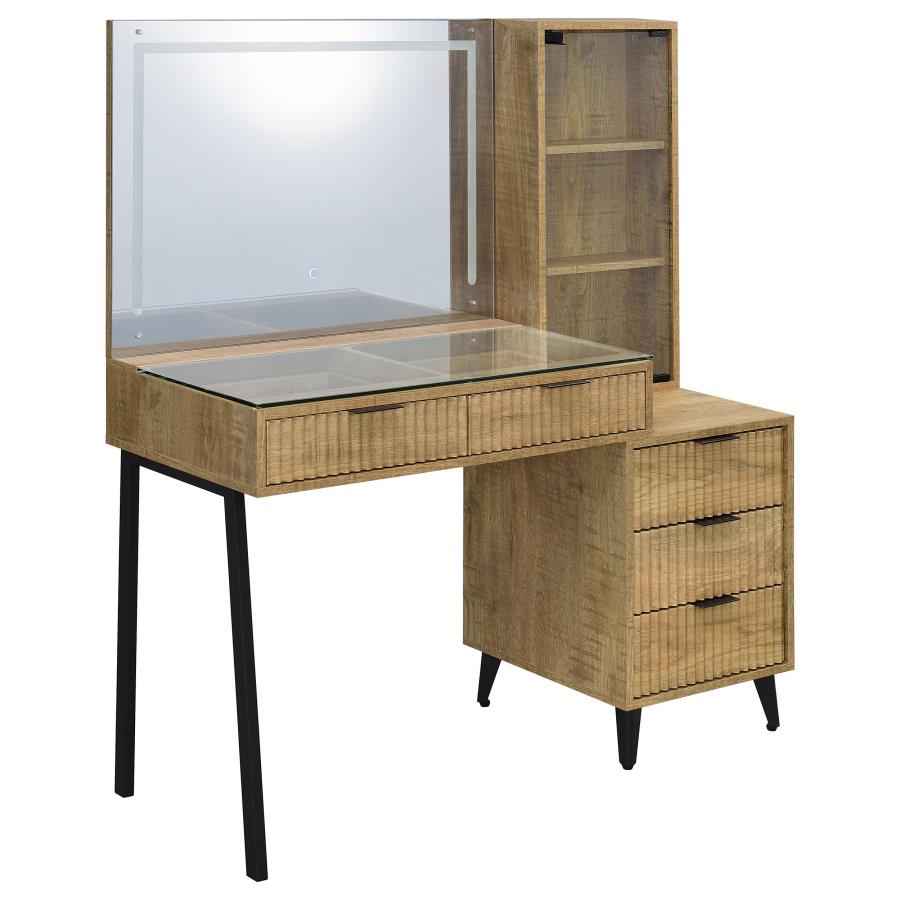Souza Mango 5-Drawer Makeup Vanity Table With LED Mirror by Coaster at Eve Furniture