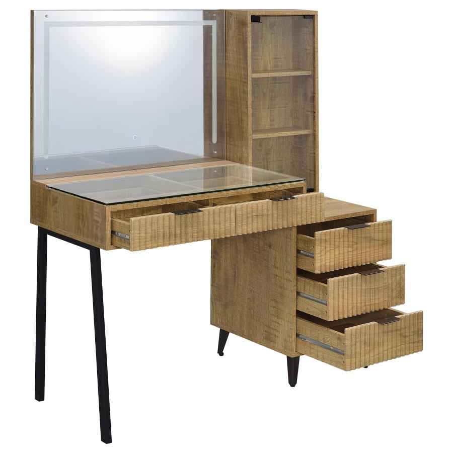 Souza Mango 5-Drawer Makeup Vanity Table With LED Mirror by Coaster at Eve Furniture