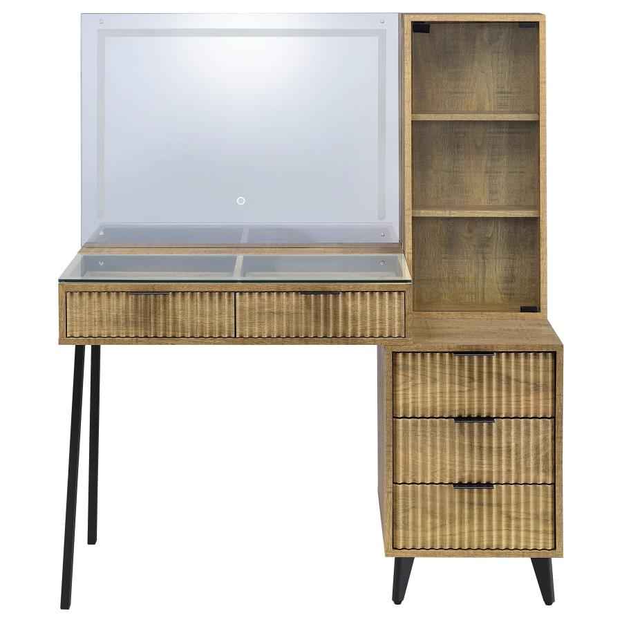Souza Mango 5-Drawer Makeup Vanity Table With LED Mirror by Coaster at Eve Furniture
