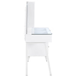 Souza White High Gloss 5-Drawer Makeup Vanity Table With LED Mirror by Coaster at Eve Furniture