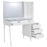 Souza White High Gloss 5-Drawer Makeup Vanity Table With LED Mirror by Coaster at Eve Furniture