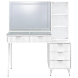 Souza White High Gloss 5-Drawer Makeup Vanity Table With LED Mirror by Coaster at Eve Furniture