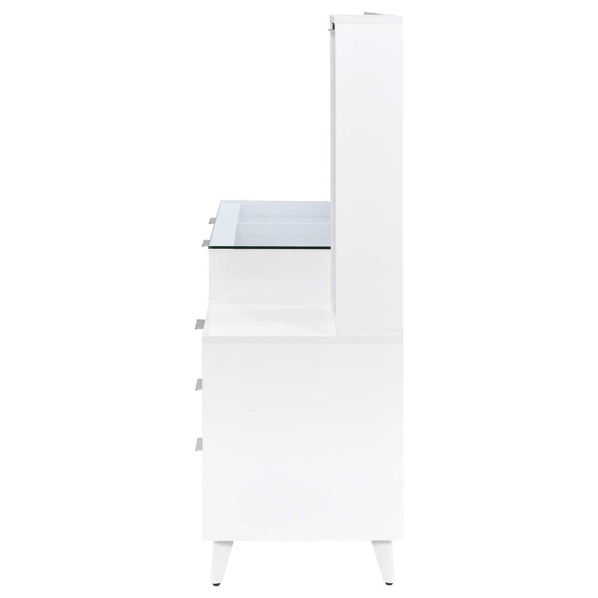Souza White High Gloss 5-Drawer Makeup Vanity Table With LED Mirror by Coaster at Eve Furniture