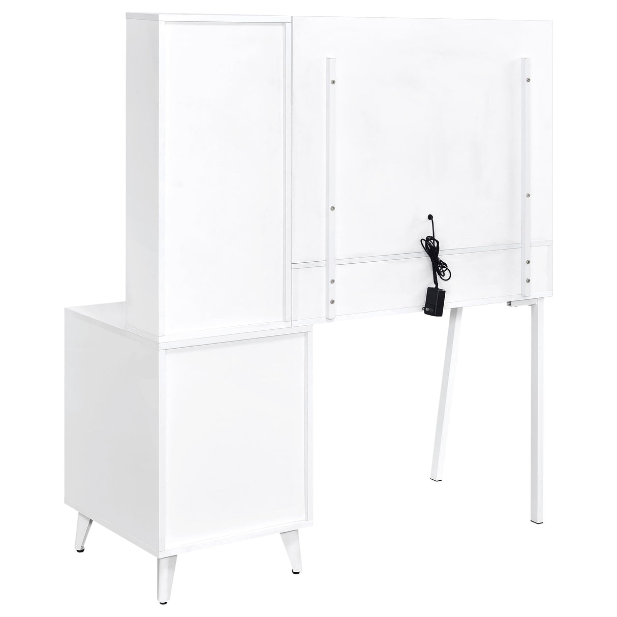 Souza White High Gloss 5-Drawer Makeup Vanity Table With LED Mirror by Coaster at Eve Furniture