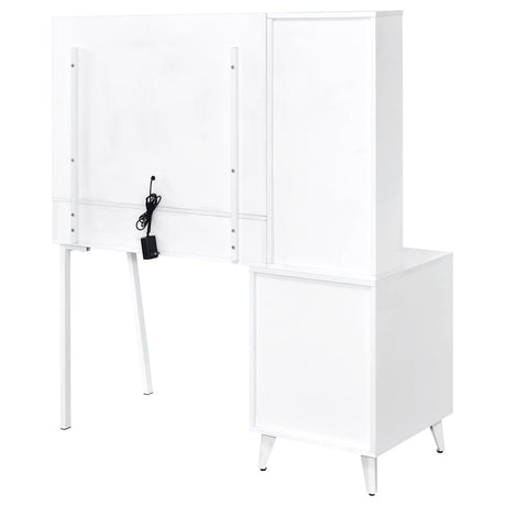 Souza White High Gloss 5-Drawer Makeup Vanity Table With LED Mirror by Coaster at Eve Furniture