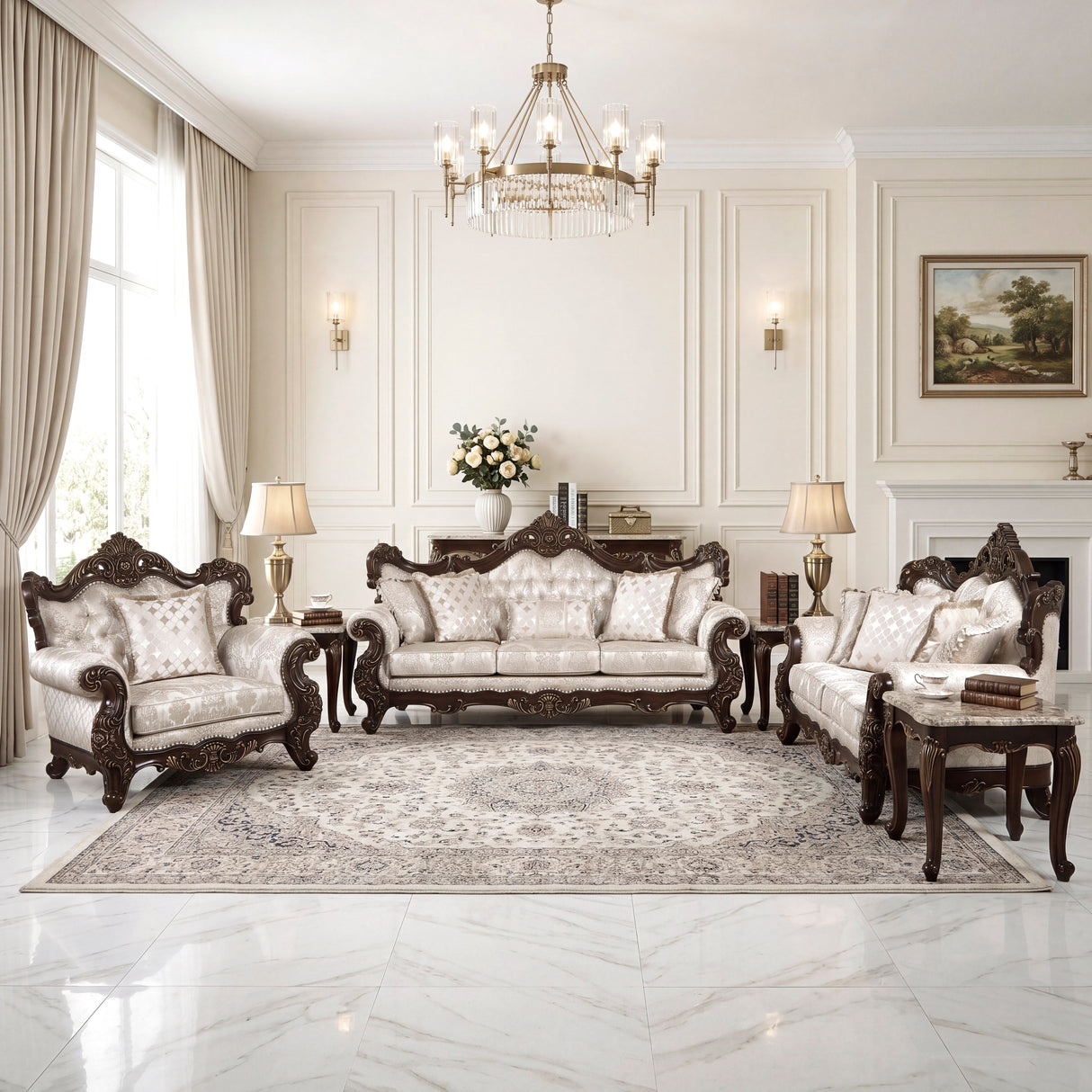 Sovereign Cherry Brown Living Room Set by Homelegance at Eve Furniture