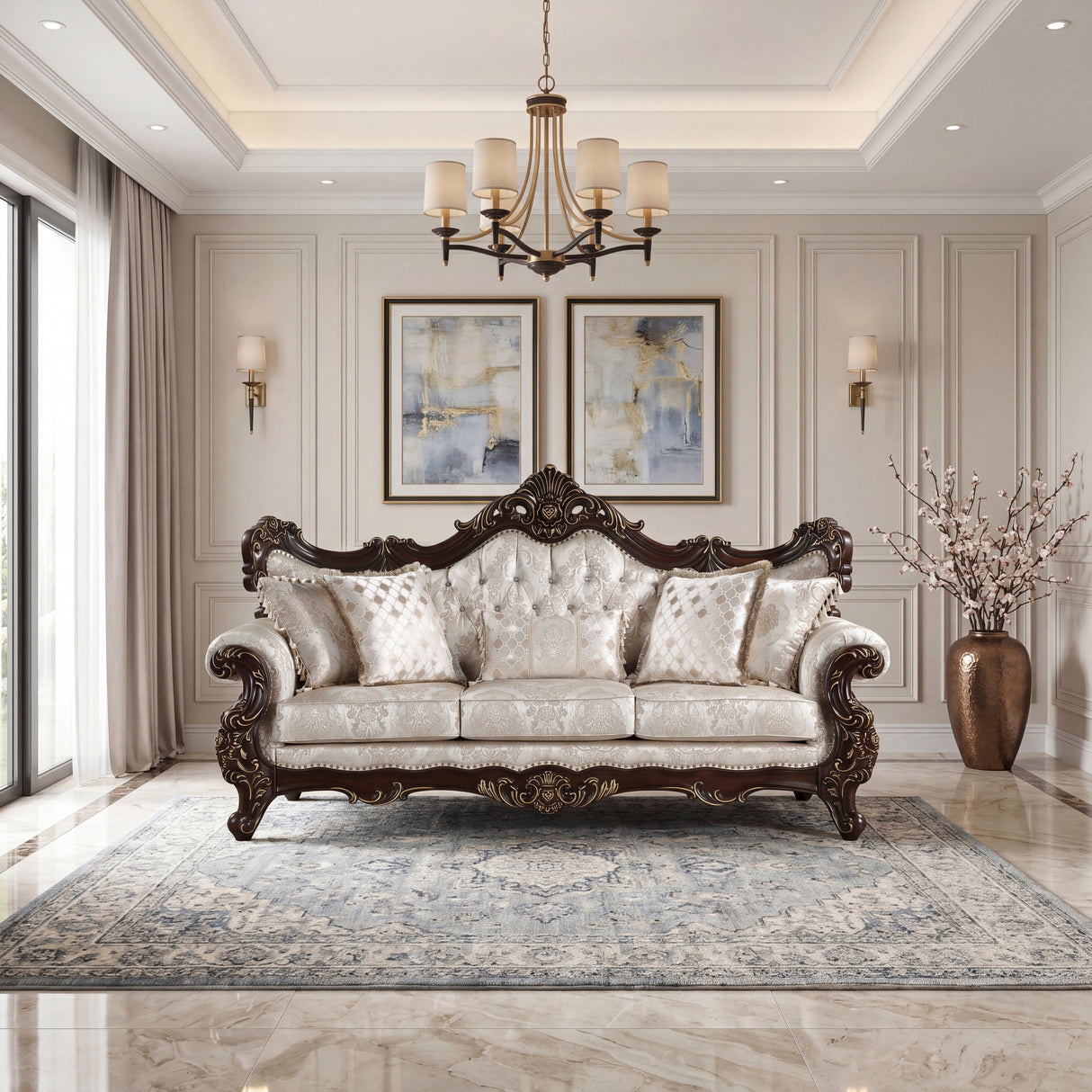 Sovereign Cherry Brown Living Room Set by Homelegance at Eve Furniture