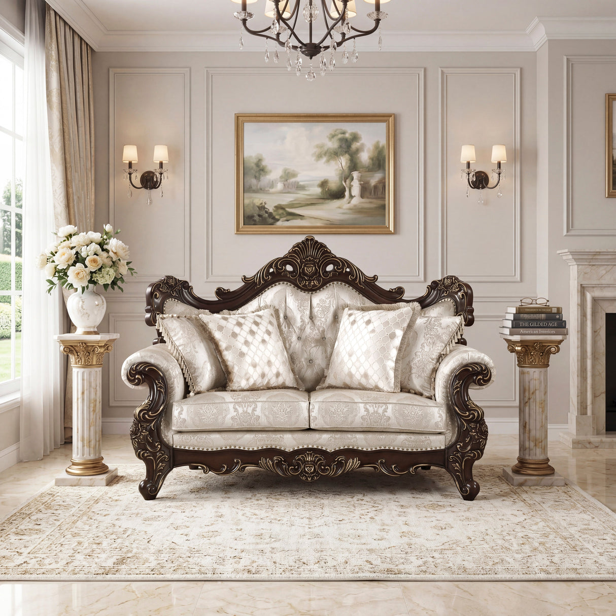 Sovereign Cherry Brown Living Room Set by Homelegance at Eve Furniture