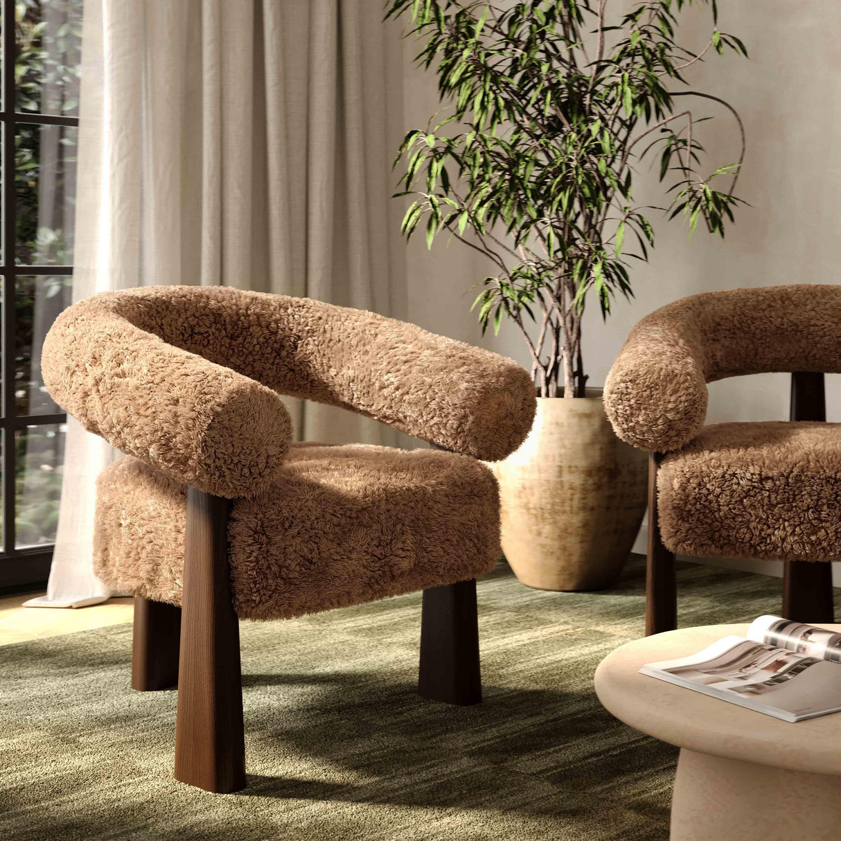 Spara Straight Vegan Shearling Accent Chair by TOV Furniture at Eve Furniture