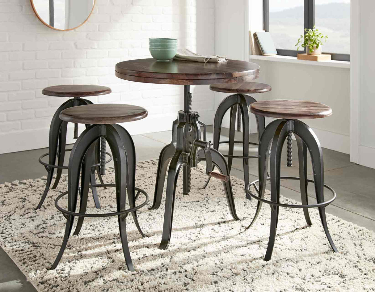 Sparrow Brown/Black Adjustable Height Dining Set by Steve Silver at Eve Furniture