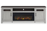 (Special) Darborn Gray/Brown 88" TV Stand with Electric Fireplace by Ashley at Eve Furniture