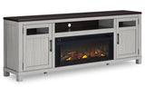 (Special) Darborn Gray/Brown 88" TV Stand with Electric Fireplace by Ashley at Eve Furniture