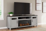 (Special) Darborn Gray/Brown 88" TV Stand with Electric Fireplace by Ashley at Eve Furniture