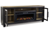 (Special) Foyland Black/Brown 83" TV Stand with Electric Fireplace by Ashley at Eve Furniture
