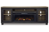 (Special) Foyland Black/Brown 83" TV Stand with Electric Fireplace by Ashley at Eve Furniture