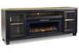 (Special) Foyland Black/Brown 83" TV Stand with Electric Fireplace by Ashley at Eve Furniture
