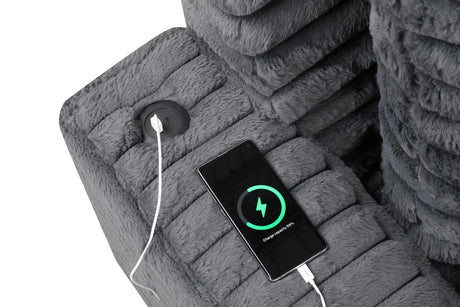 [Special] Larce Charcoal Fur Cord Fabric Chaise by Happy Homes at Eve Furniture