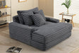[Special] Larce Charcoal Fur Cord Fabric Chaise by Happy Homes at Eve Furniture