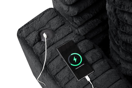 [Special] Larce Black Fur Cord Fabric Chaise by Happy Homes at Eve Furniture