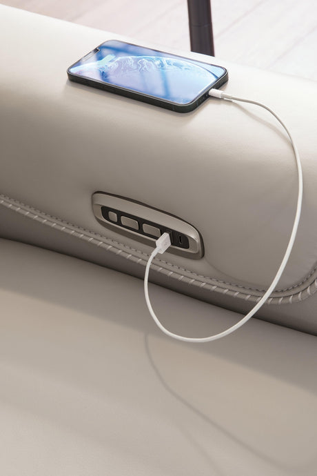 (Special) Mercomatic Gray Power Reclining Sofa by Ashley at Eve Furniture