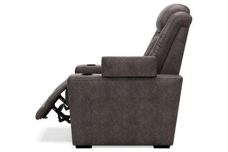 [Special Price] HyllMont Gray Power Recliner with ADJ Headrest by Ashley at Eve Furniture