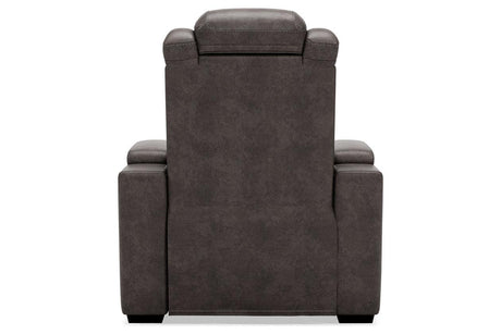 [Special Price] HyllMont Gray Power Recliner with ADJ Headrest by Ashley at Eve Furniture