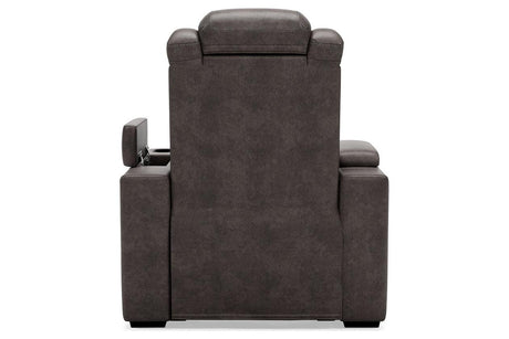 [Special Price] HyllMont Gray Power Recliner with ADJ Headrest by Ashley at Eve Furniture